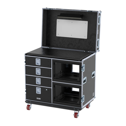 DW Workstation - Dual 6RU Fly Racks - Removable Front Lid